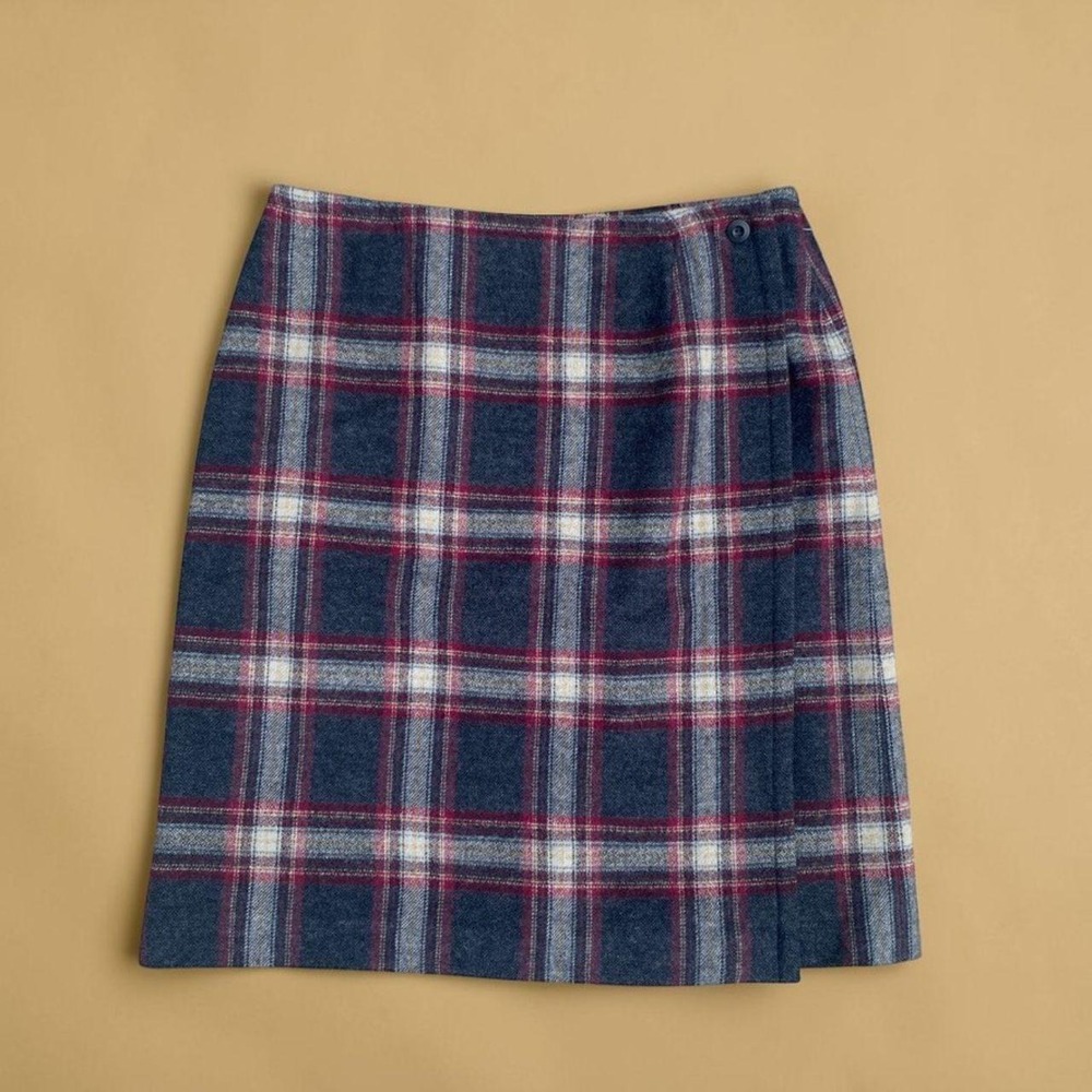 Y2K Wool Blend Tartan Plaid Wrap Skirt Size 6 Fall Academia